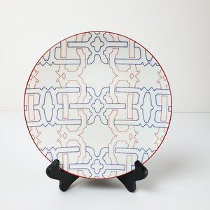 B by BRANDIE Harrison Design 8.25" Salad Plate White, Red, & Blue EUC